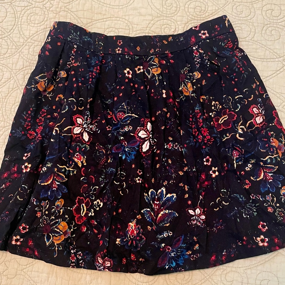 Stradivarius black floral Mini A-Line Skirt